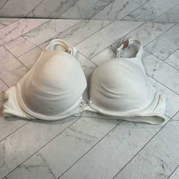 NWT Cacique Lane Bryant Womans Push-Up Bra White Boost Plunge UNDERWIRE 38D - Picture 1 of 8